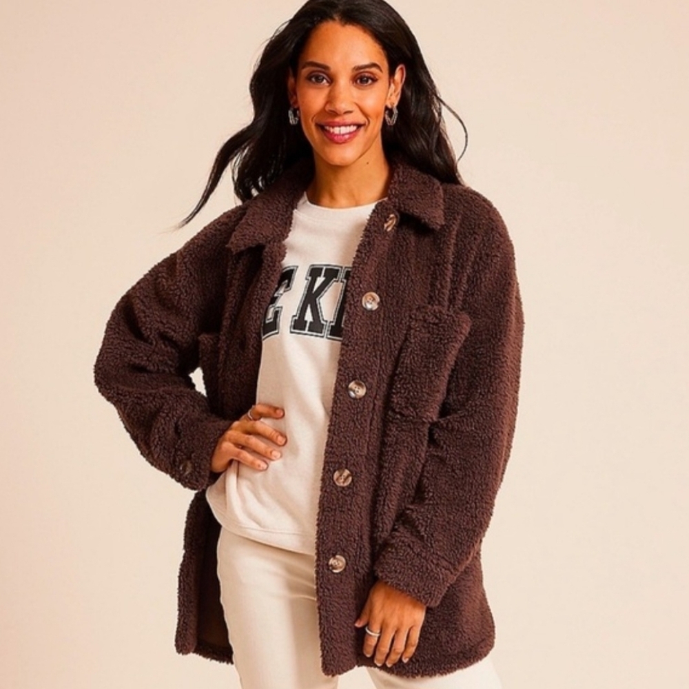 NWT Maurices Chocolate Brown Sherpa Shacket
